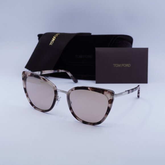 Tom Ford Simona FT0717 55G Sunglasses Havana Cat Eye Frame, Champagne Lenses - Picture 9 of 9